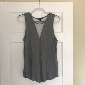 Banana Republic Gray Tank with White Mesh Cutouts